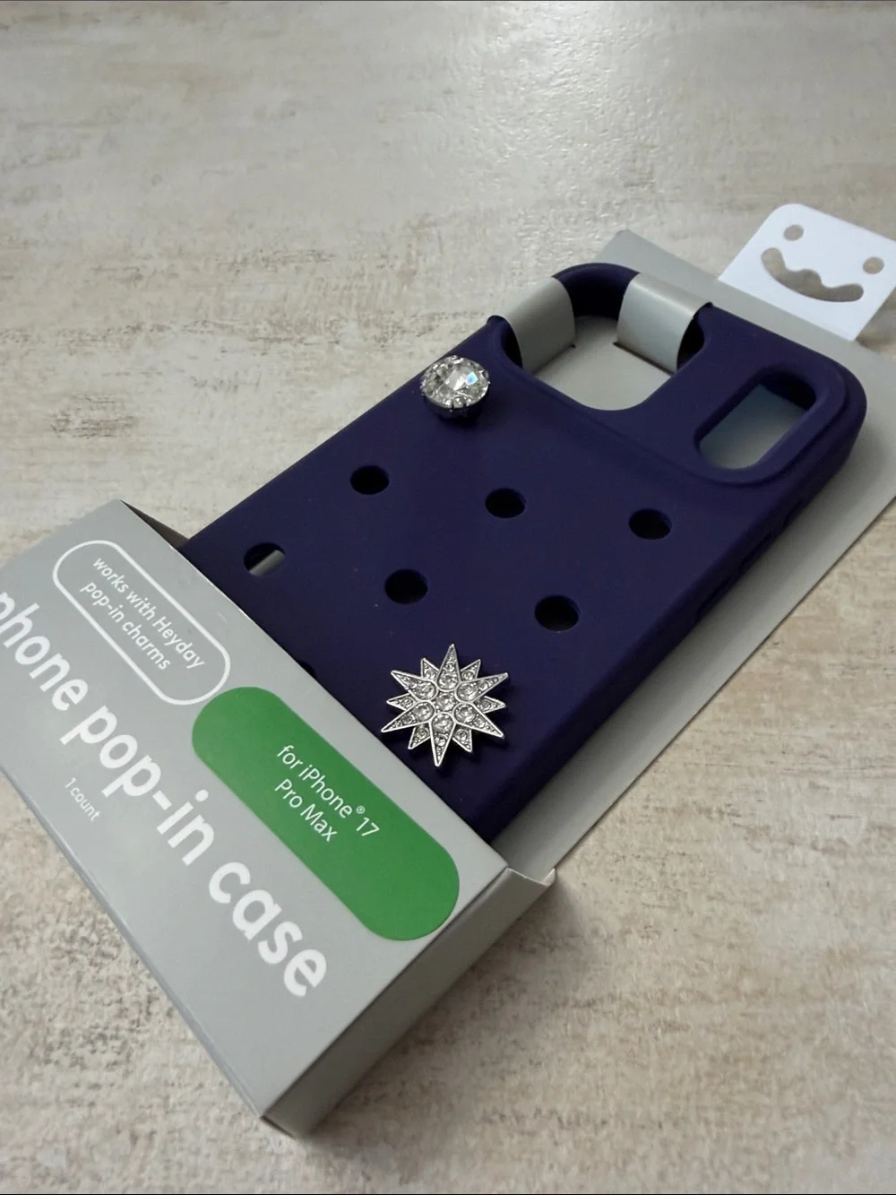 heyday Purple Phone Pop-In Case with Charm Holes for iPhone 17 Pro Max